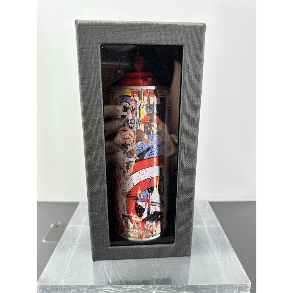 Mr Brainwash Spray Can -Captain America (Red) Signed and Numbered 17 Of 150